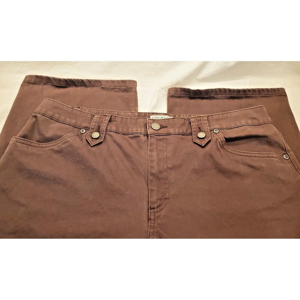 VTG Covington Womens‎ Sz 16 Brown Brushed Bootcut Jeans Tab Loop 4 Pocket Style